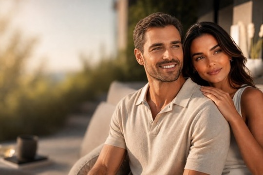 Couple enjoying a relaxed outdoor moment
